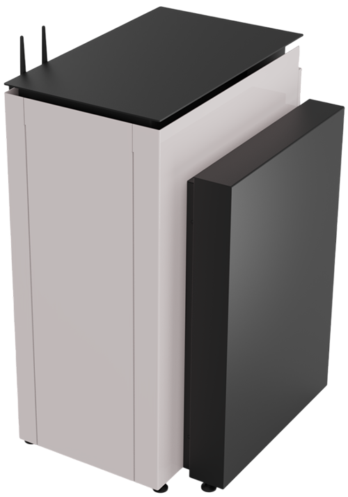 Vue 3D d’une Boîte à chauffe (environ 90 sur 50 sur 60 centimètres)